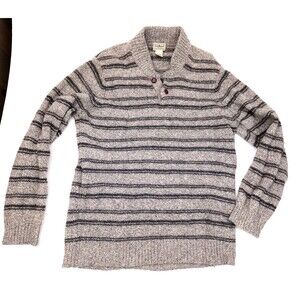 LL Bean Sweater Men Size XL Tall 100% Lambswool Gray Heather Quarter Button